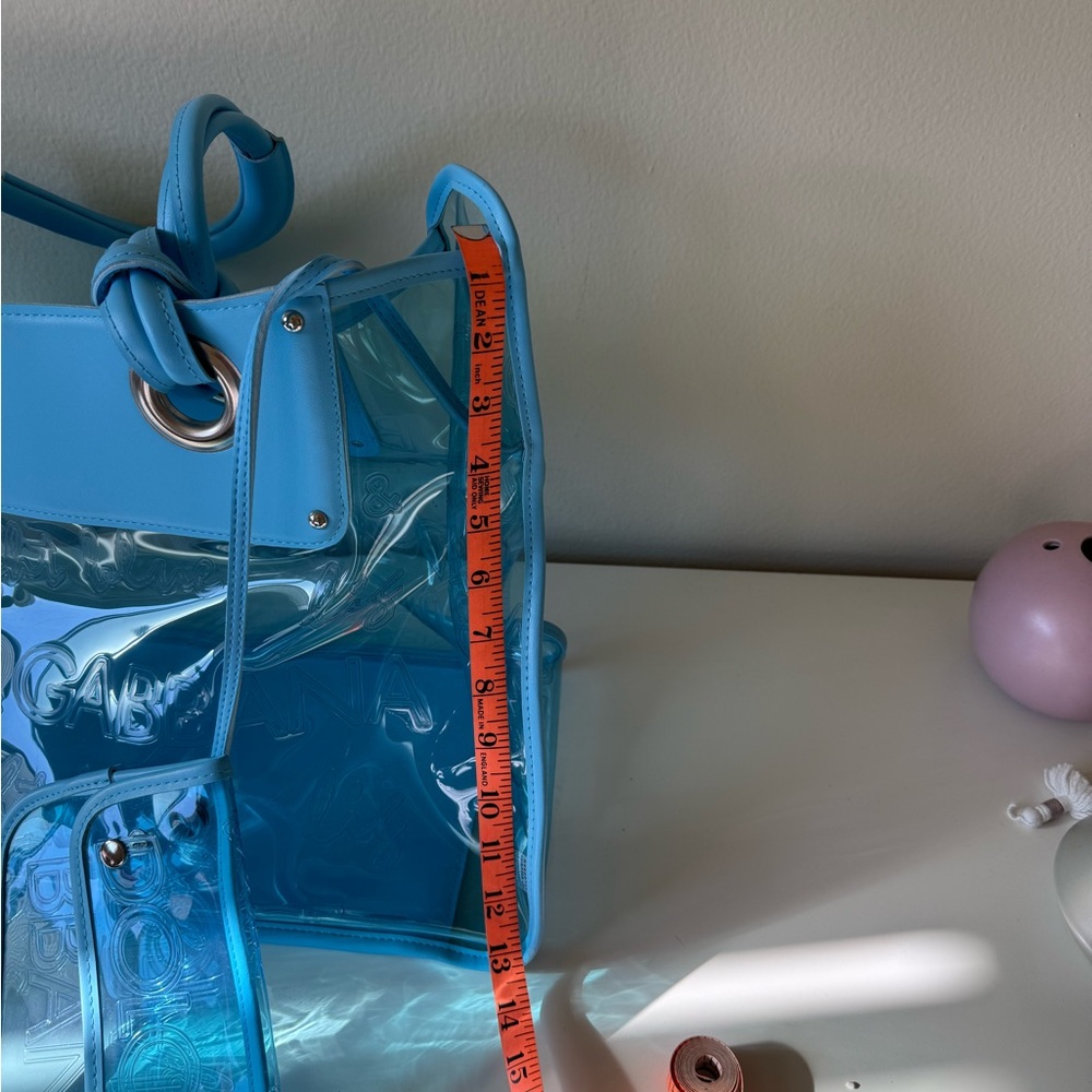 Dolce & Gabbana Beach Bag, Blue Transparent Tote Bag with Silver Accents - Picture 8 of 9